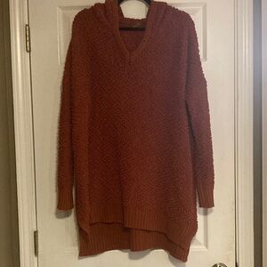 POL Cozy Rust V-Neck Sweater